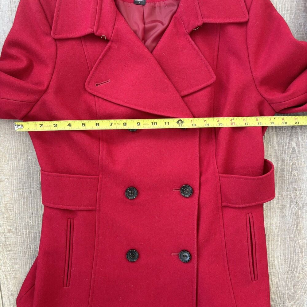 Victoria’s Secret Womens Red Pea Coat Size 12 Wool Blend Double Breasted Classic - Picture 5 of 15